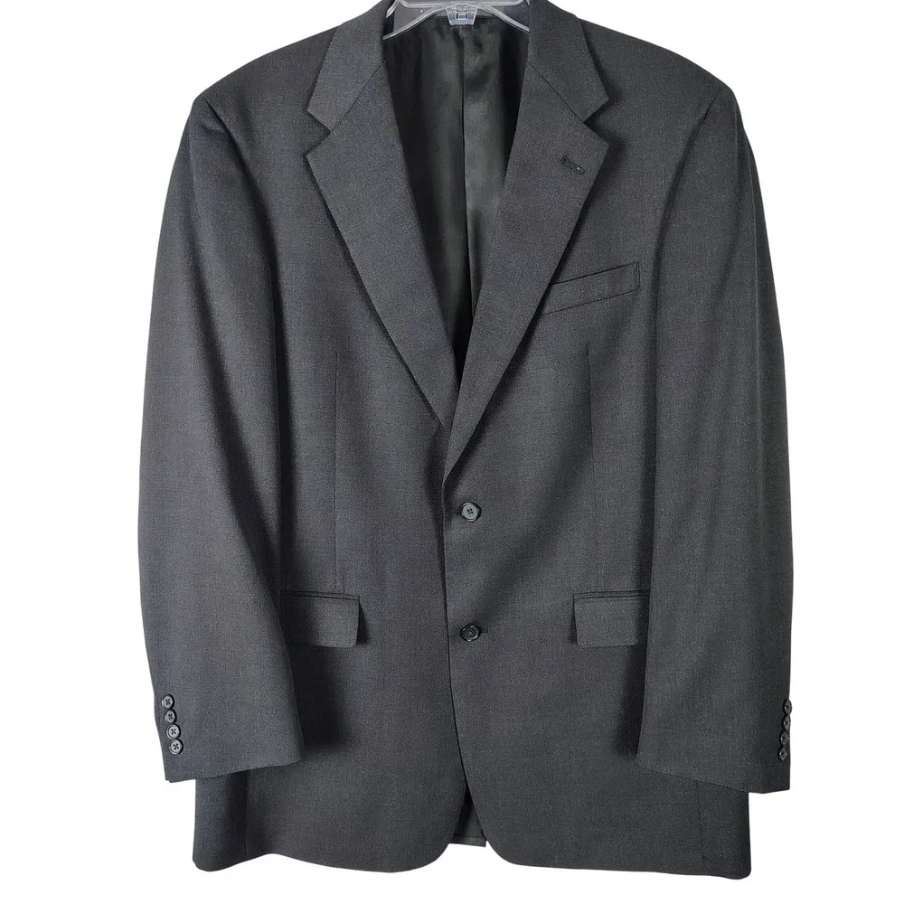 Austin Reed London Mens 42L Blazer‎ Charcoal Gray 2 Button Jacket USA business